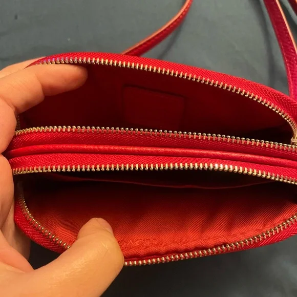 Coach Red Mini Jaime Camera Bag Crossbody Dual Zip Clutch Phone Carrier Wallet - Picture 3 of 4